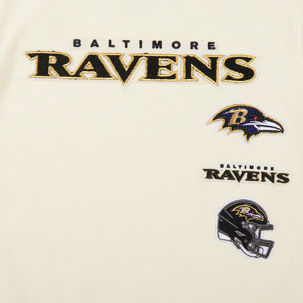 NFL BALTIMORE RAVENS RETRO CLASSIC LITTLE BOY'S SS TAPING TEE (EGGSHELL/ PURPLE) - Image 5