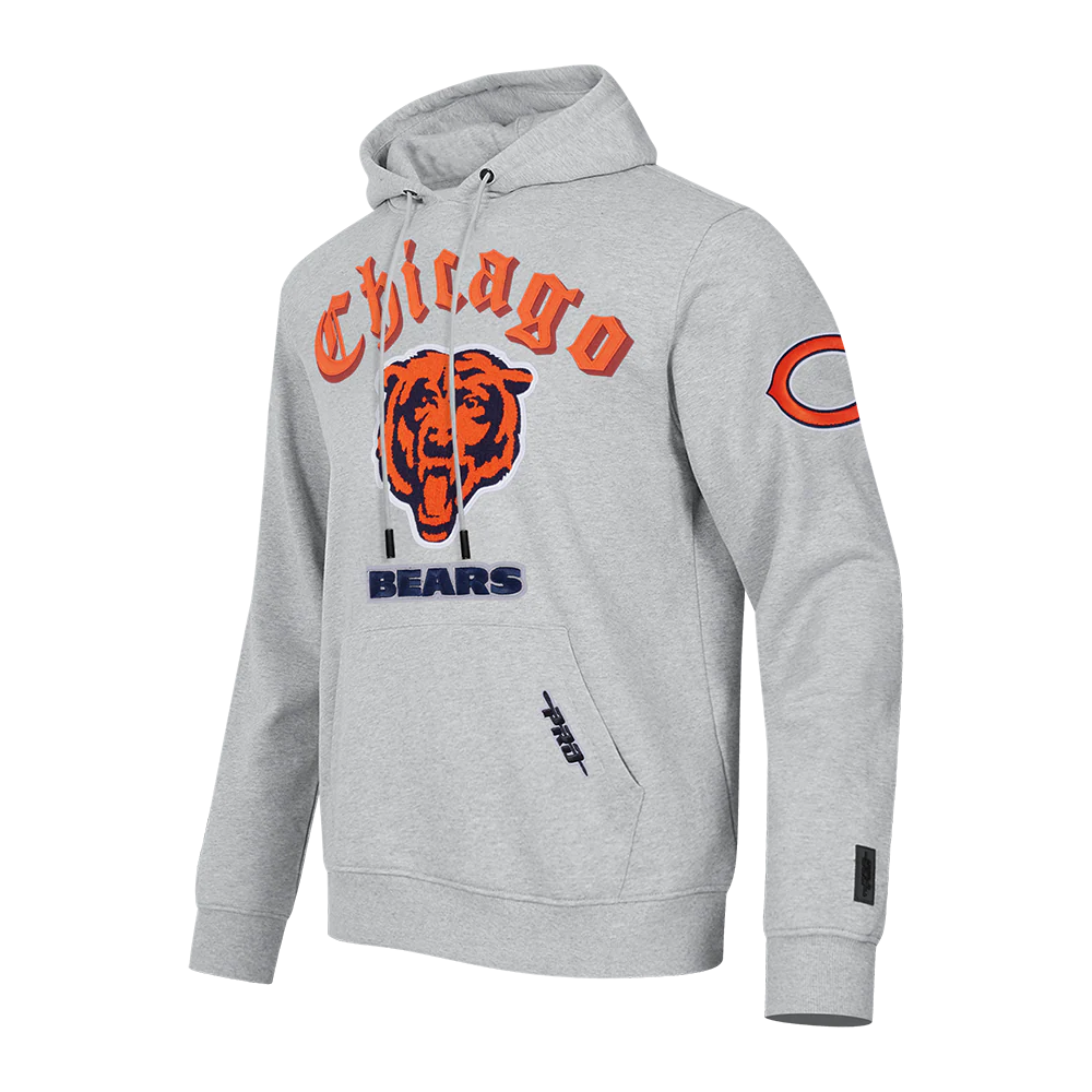 NFL CHICAGO BEARS OLD ENGLISH MEN'S PO HOODIE (HEATHER GREY) - Image 2