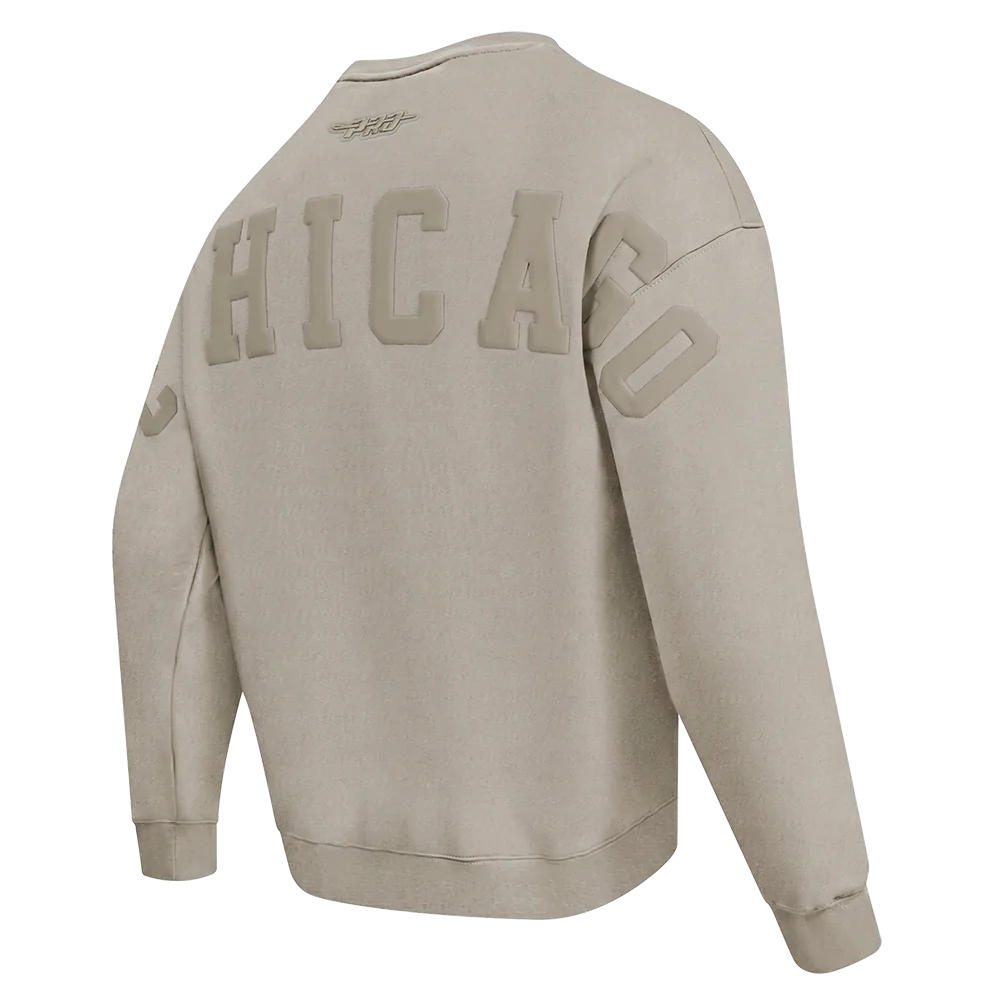 NFL CHICAGO BEARS WINGSPAN MEN'S DROP SHOULDER FLEECE CREWNECK (TAUPE) - Image 6