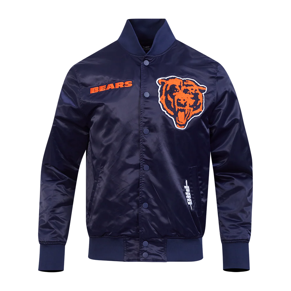 NFL CHICAGO BEARS SOUVENIR MEN'S SATIN JACKET (NAVY) - Image 3
