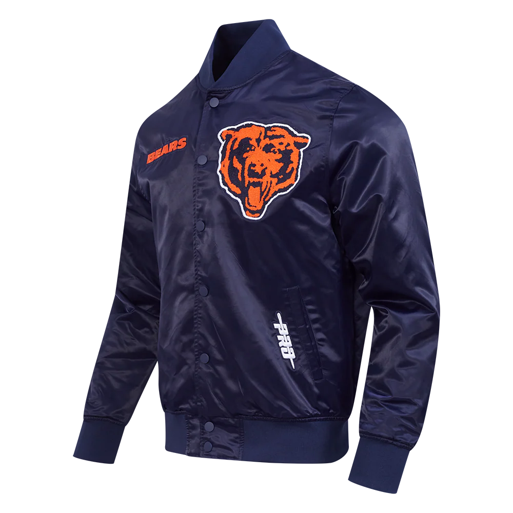 NFL CHICAGO BEARS SOUVENIR MEN'S SATIN JACKET (NAVY) - Image 4