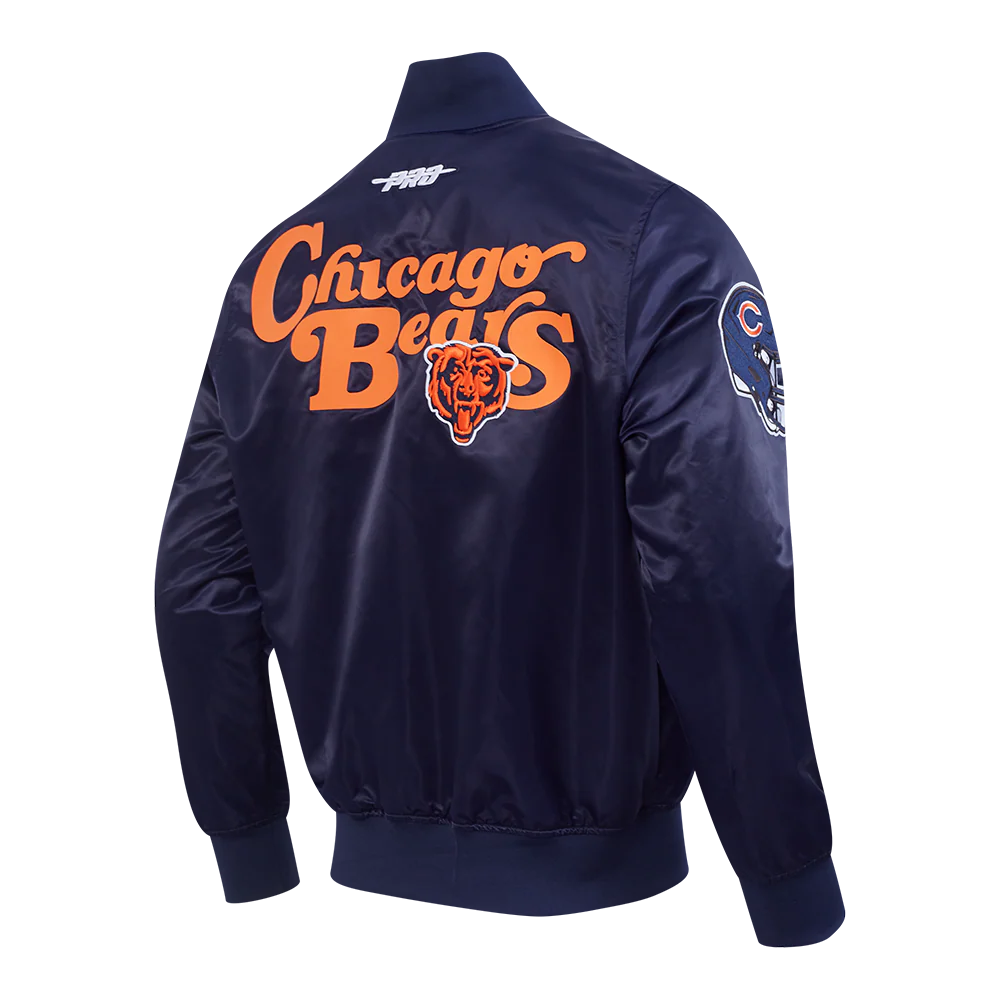 NFL CHICAGO BEARS SOUVENIR MEN'S SATIN JACKET (NAVY) - Image 8