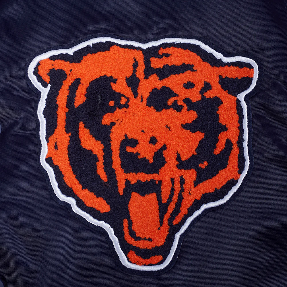 NFL CHICAGO BEARS SOUVENIR MEN'S SATIN JACKET (NAVY) - Image 9