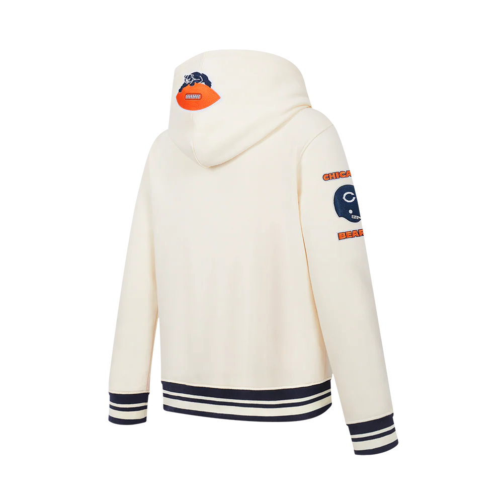 NFL CHICAGO BEARS RETRO CLASSIC BIG BOYS RIB FLEECE PULLOVER HOODIE (EGGSHELL/ MIDNIGHT NAVY) - Image 4