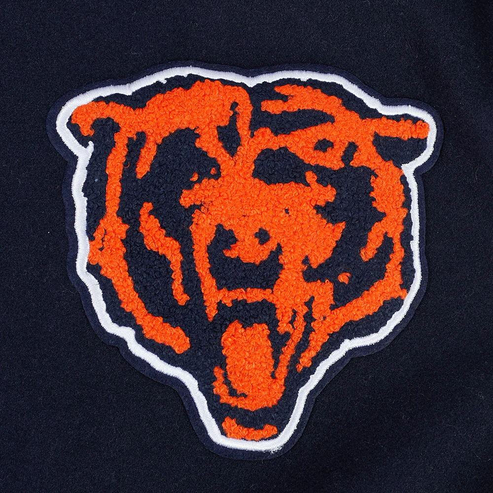 NFL CHICAGO BEARS BEST OF WOMEN'S CROPPED RIB WOOL VARSITY JACKET (MIDNIGHT NAVY/ORANGE/MIDNIGHT NAVY) - Image 6