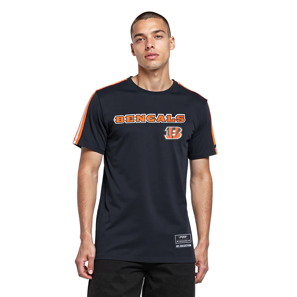 NFL CINCINNATI BENGALS CLASSIC MESH SJ STRIPED TEE (BLACK/ORANGE)