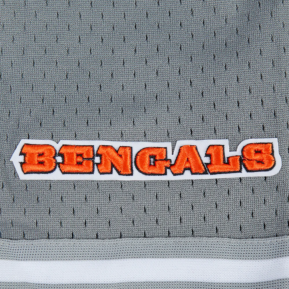 NFL CINCINNATI BENGALS SCRIPT TAIL MEN'S MESH BUTTON DOWN SHIRT (GRAY) - Image 5