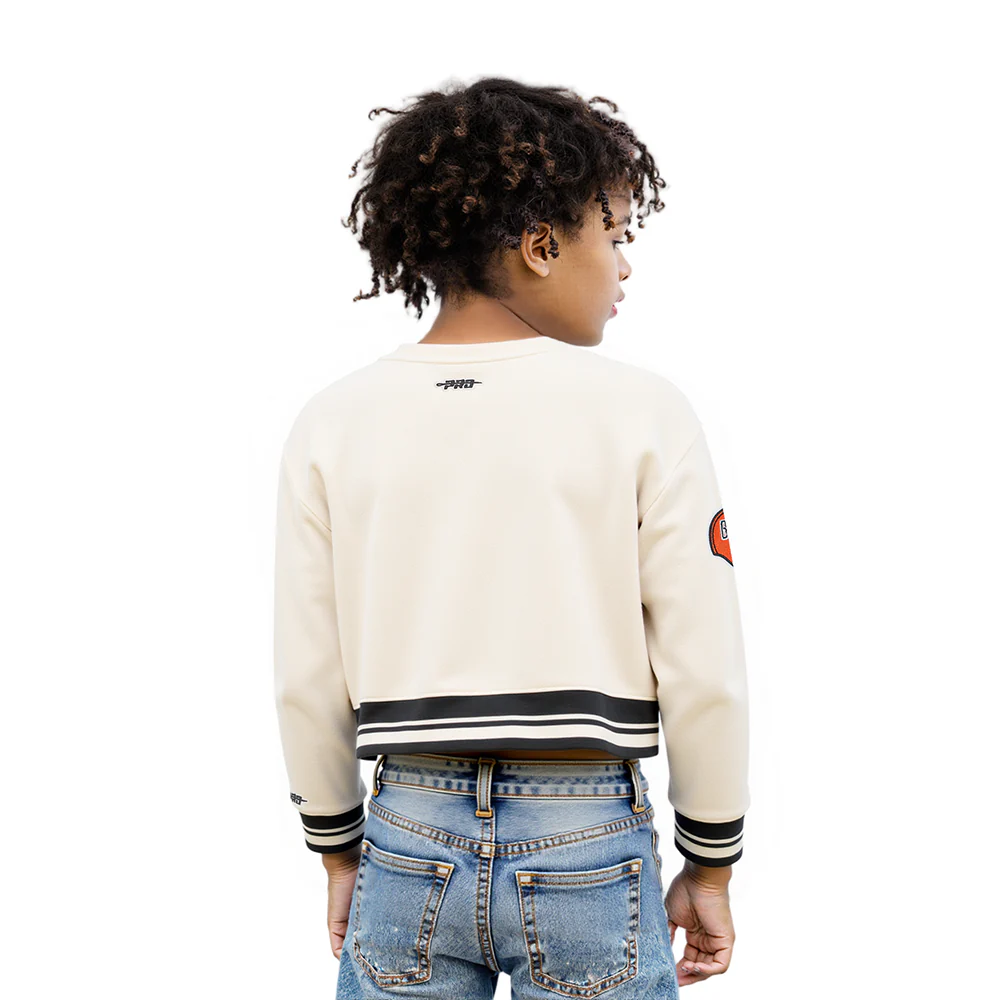 NFL CINCINNATI BENGALS RETRO CLASSIC LITTLE GIRL'S RIB FLC CREWNECK (EGGSHELL/ BLACK) - Image 2