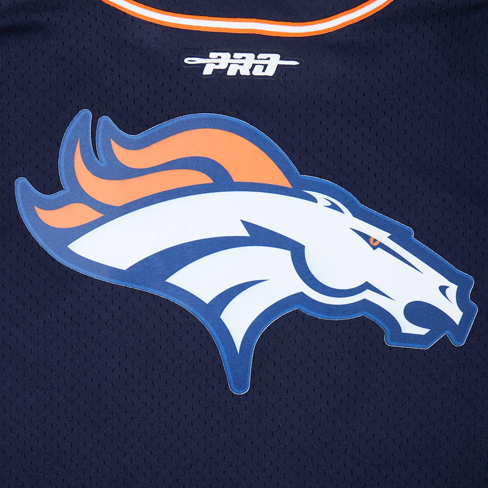 NFL DENVER BRONCOS BO NIX #10 CLASSIC MESH PNN MEN'S MESH BUTTON DOWN SHIRT (MIDNIGHT NAVY/ORANGE) - Image 5