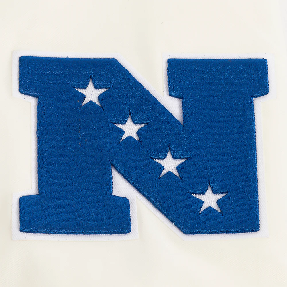 NFL DALLAS COWBOYS RETRO CLASSIC MEN'S RIB SATIN JACKET (EGGSHELL/DODGER BLUE) - Image 8