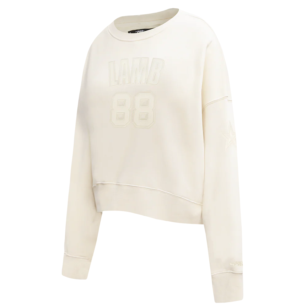 NFL DALLAS COWBOYS CEE DEE LAMB #88 NEUTRAL WOMEN'S FLC CREWNECK (EGGSHELL) - Image 3