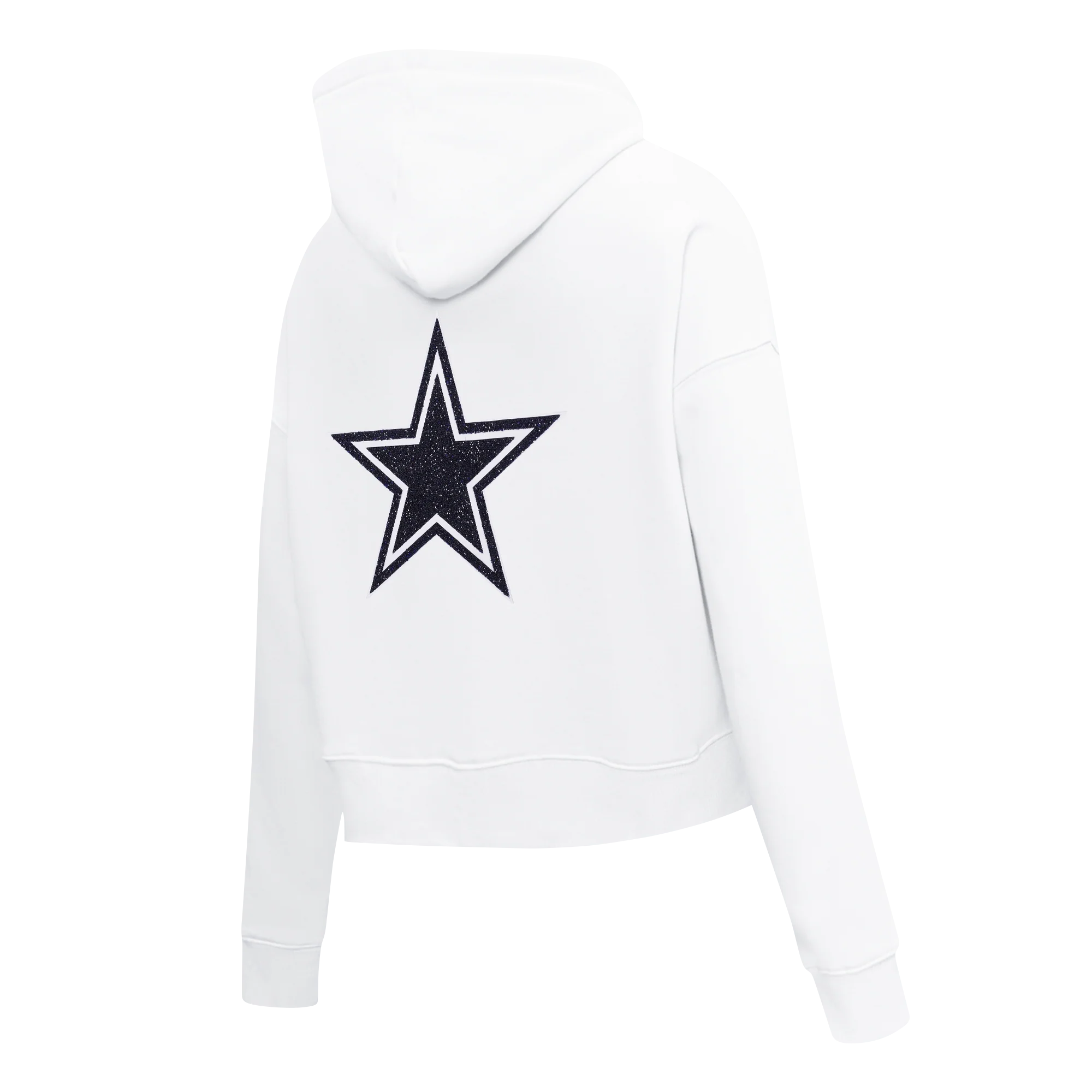 NFL DALLAS COWBOYS TEAM CRYSTALLINE WOMEN'S CROPPED PULLOVER HOODIE (WHITE) - Image 6