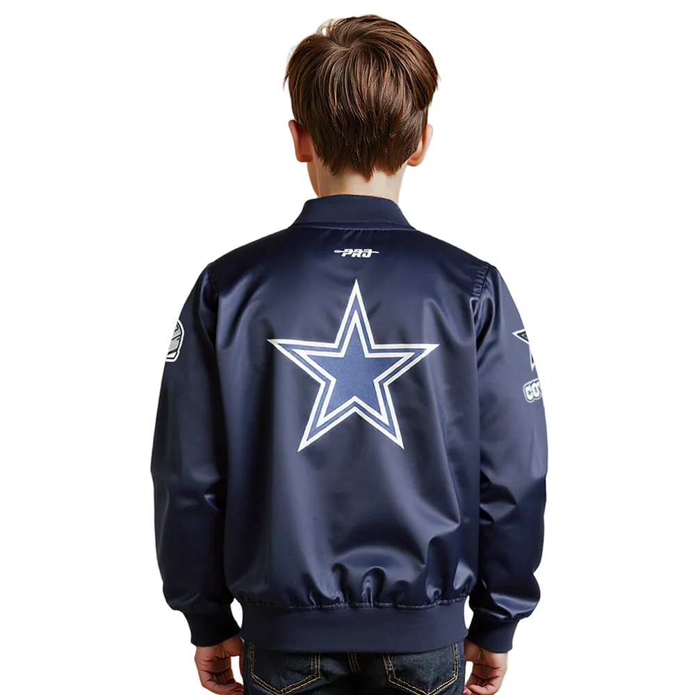NFL DALLAS COWBOYS CLASSIC LITTLE BOYS SATIN JACKET (MIDNIGHT NAVY) - Image 10