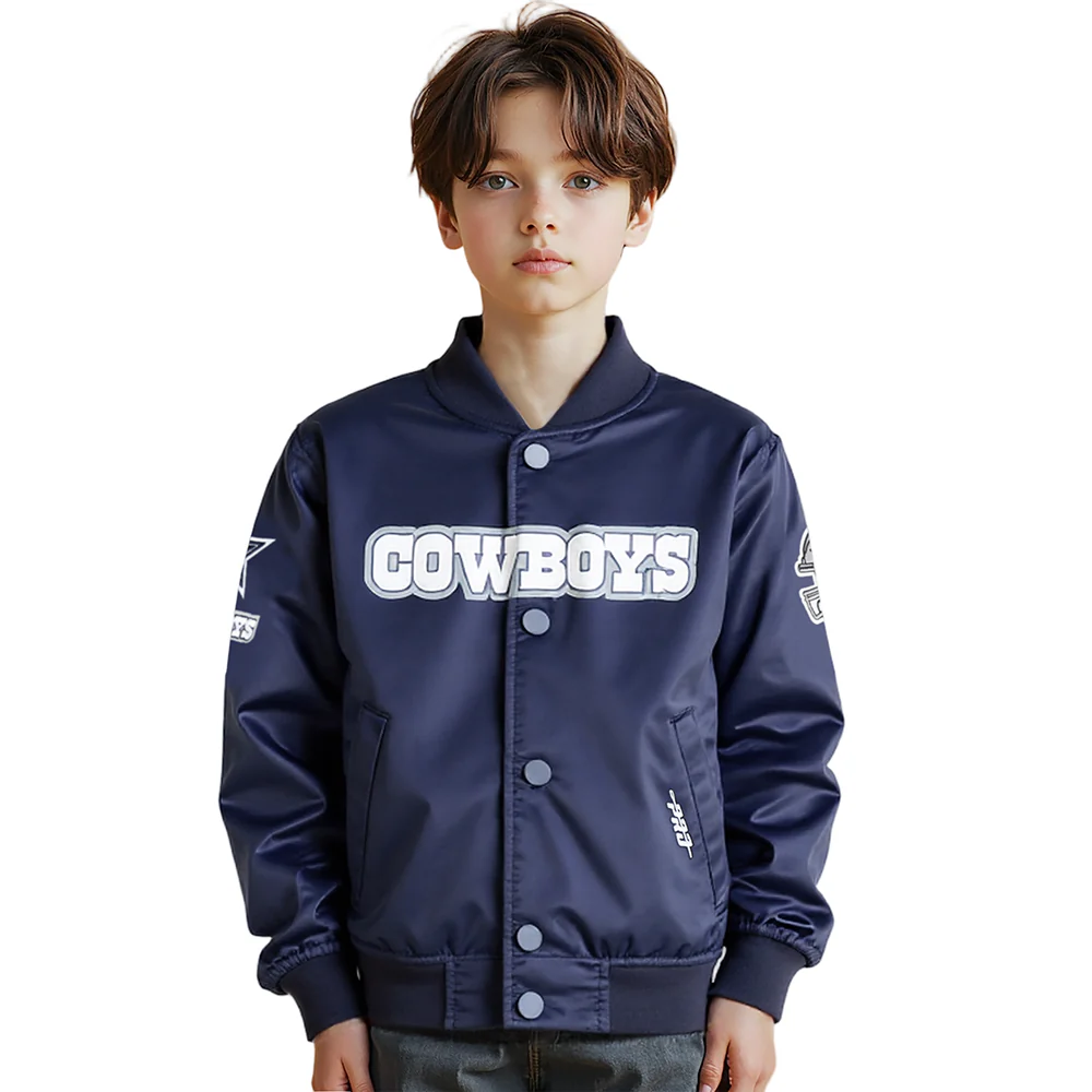 NFL DALLAS COWBOYS CLASSIC LITTLE BOYS SATIN JACKET (MIDNIGHT NAVY) - Image 9