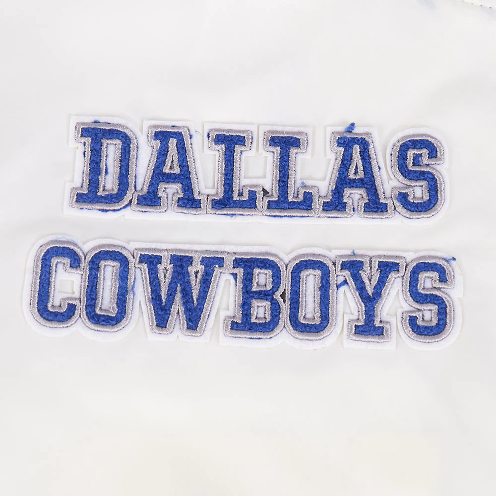 NFL DALLAS COWBOYS RETRO CLASSIC WOMEN'S RIB SATIN JACKET (EGGSHELL/DODGER BLUE) - Image 6