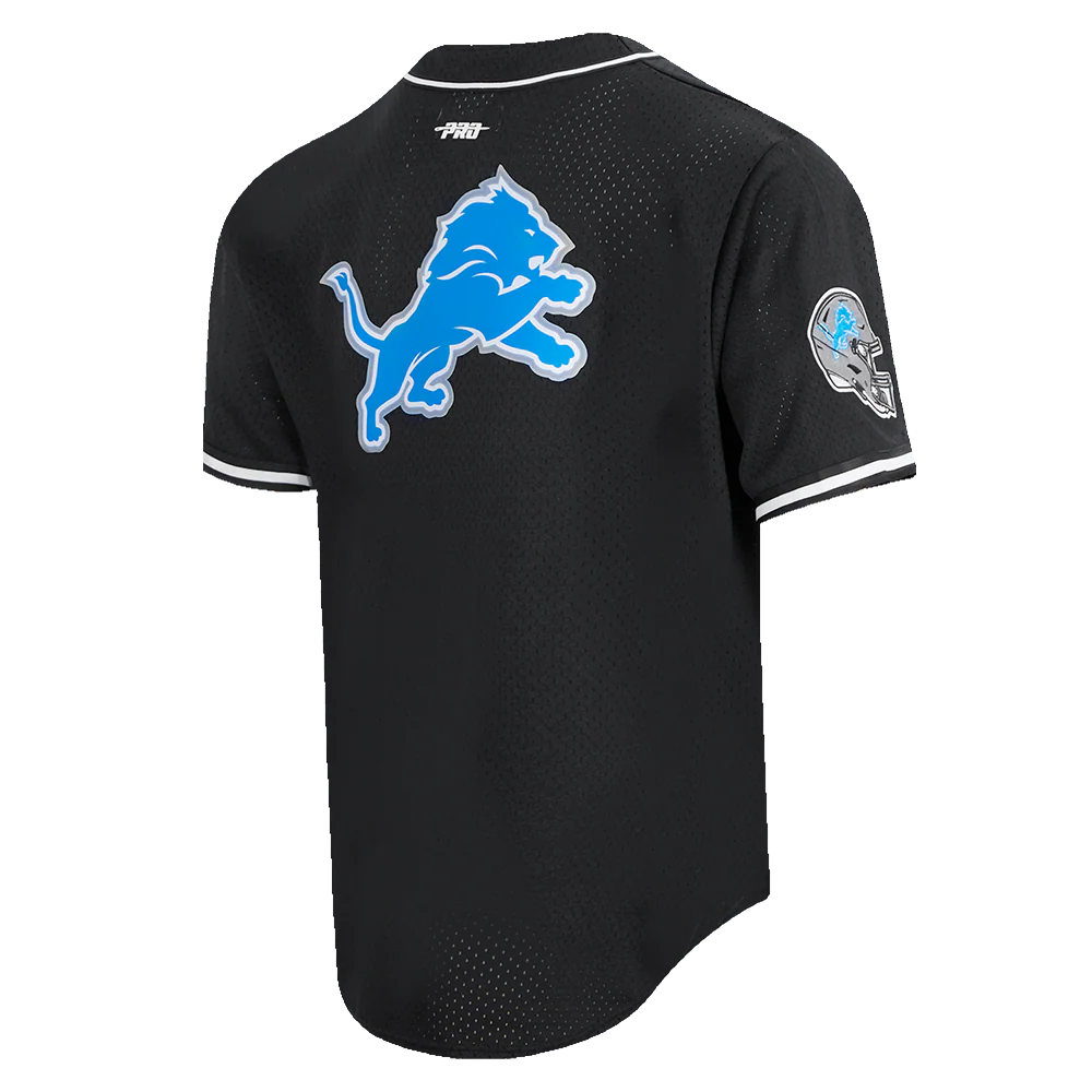 NFL DETROIT LIONS AIDAN HUTCHINSON #97 CLASSIC MEN'S MESH BUTTON DOWN (BLACK) - Image 2
