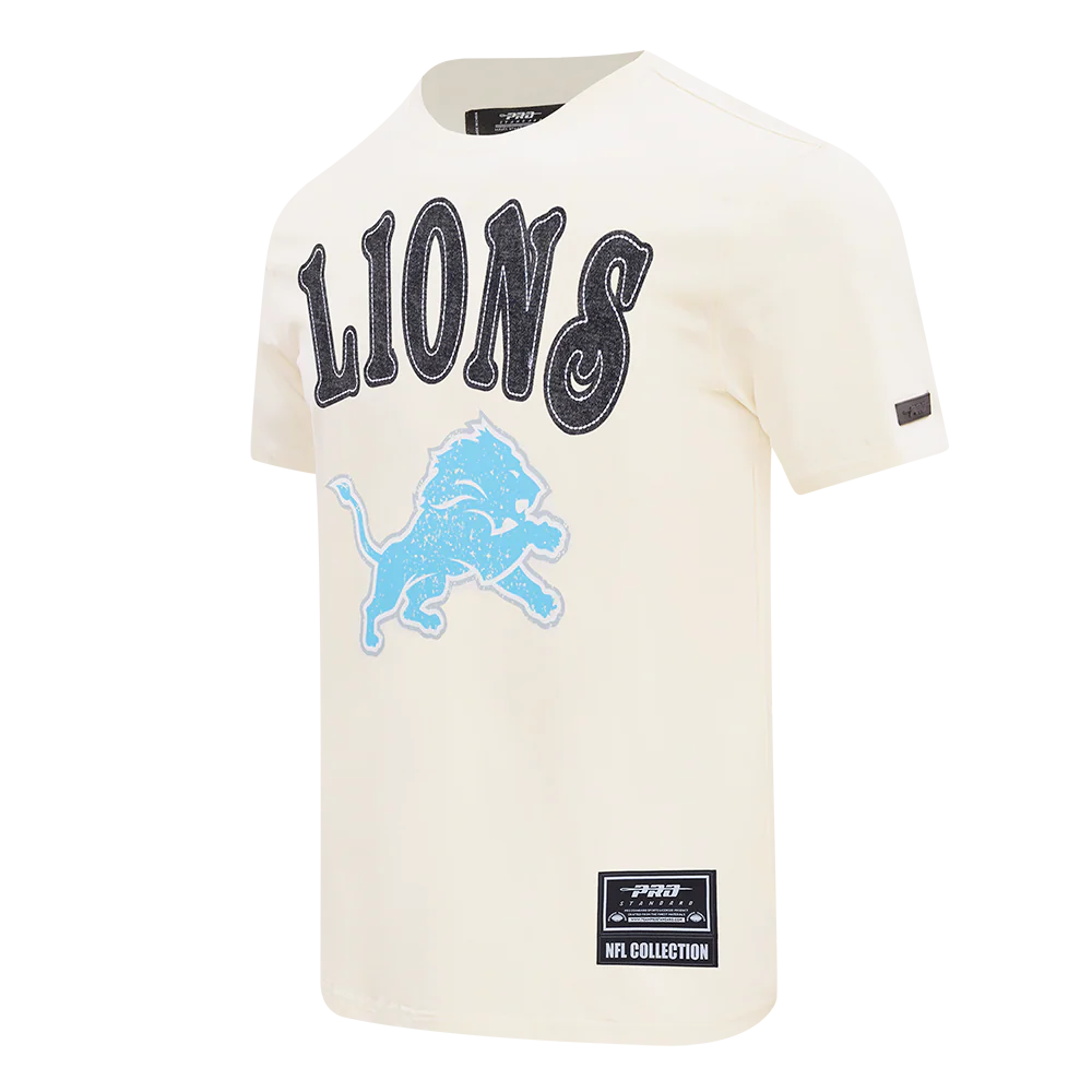 NFL DETROIT LIONS REBEL ATHLETICS STACKED LOGO MEN'S SJ TEE (EGGSHELL) - Image 4