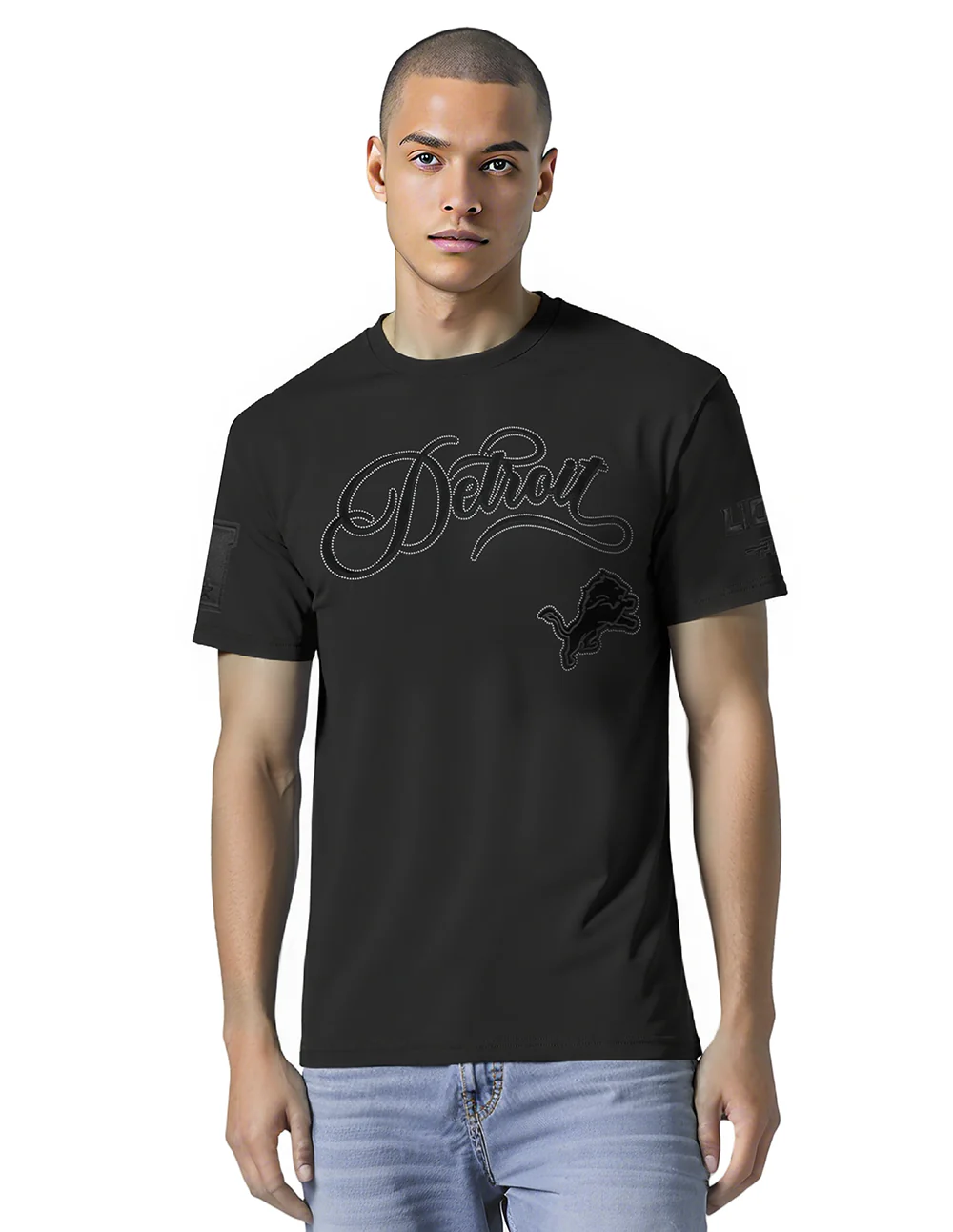 NFL DETROIT LIONS BLACKOUT MEN'S CJ DROP SHOULDER TEE (BLACK)