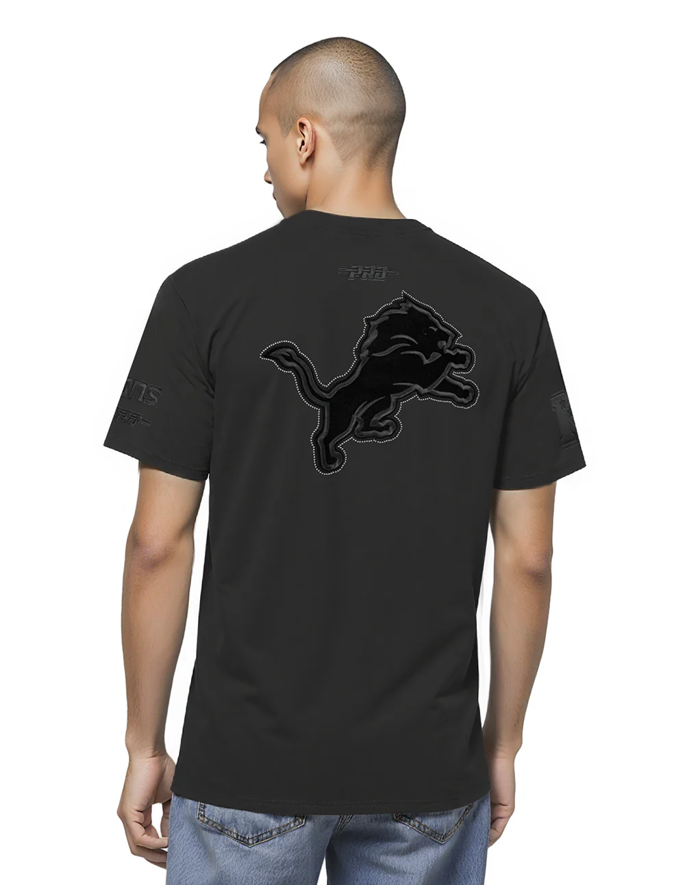 NFL DETROIT LIONS BLACKOUT MEN'S CJ DROP SHOULDER TEE (BLACK) - Image 2