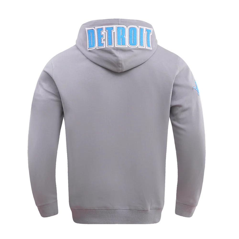 NFL DETROIT LIONS CLASSIC CHENILLE MEN'S DOUBLE KNIT PULLOVER HOODIE (GRAY) - Image 3