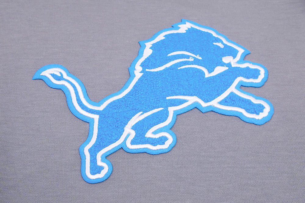 NFL DETROIT LIONS CLASSIC CHENILLE MEN'S DOUBLE KNIT PULLOVER HOODIE (GRAY) - Image 5