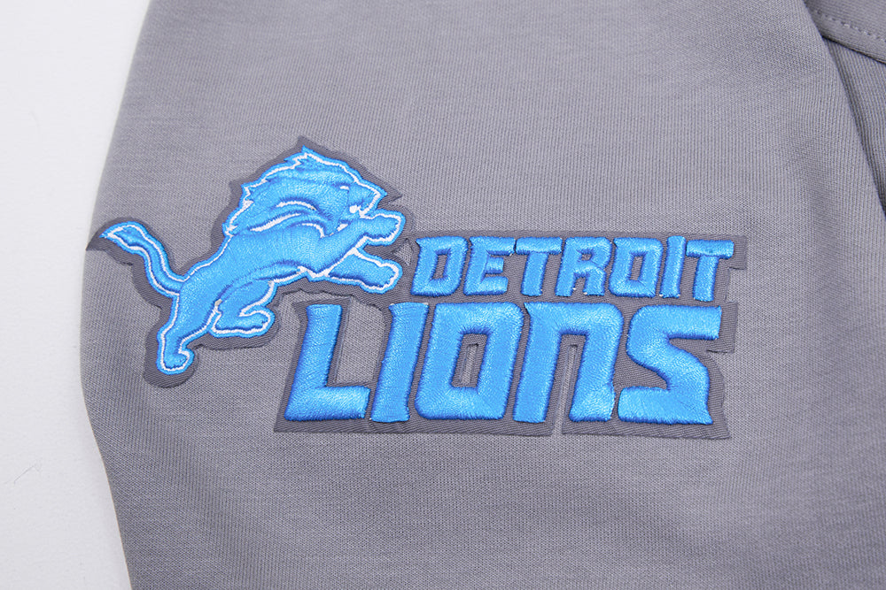 NFL DETROIT LIONS CLASSIC CHENILLE MEN'S DOUBLE KNIT PULLOVER HOODIE (GRAY) - Image 6