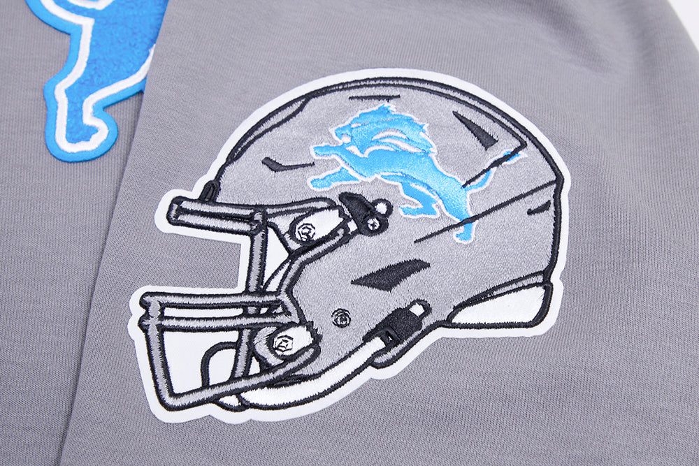 NFL DETROIT LIONS CLASSIC CHENILLE MEN'S DOUBLE KNIT PULLOVER HOODIE (GRAY) - Image 7
