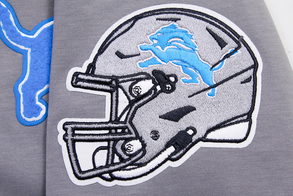 NFL DETROIT LIONS CLASSIC CHENILLE MEN'S DK FULL ZIP PULLOVER HOODIE (GRAY) - Image 8