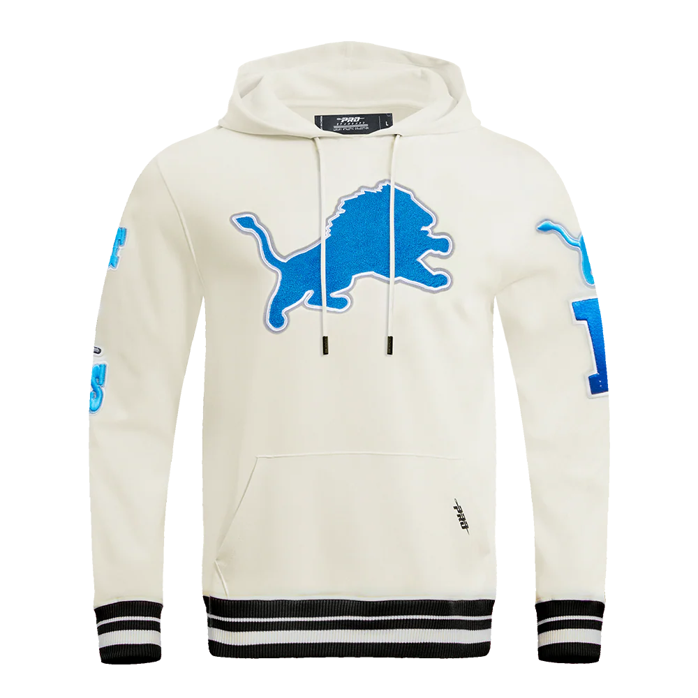 NFL DETROIT LIONS RETRO CLASSIC MEN'S PULLOVER HOODIE (EGGSHELL/ BLACK)