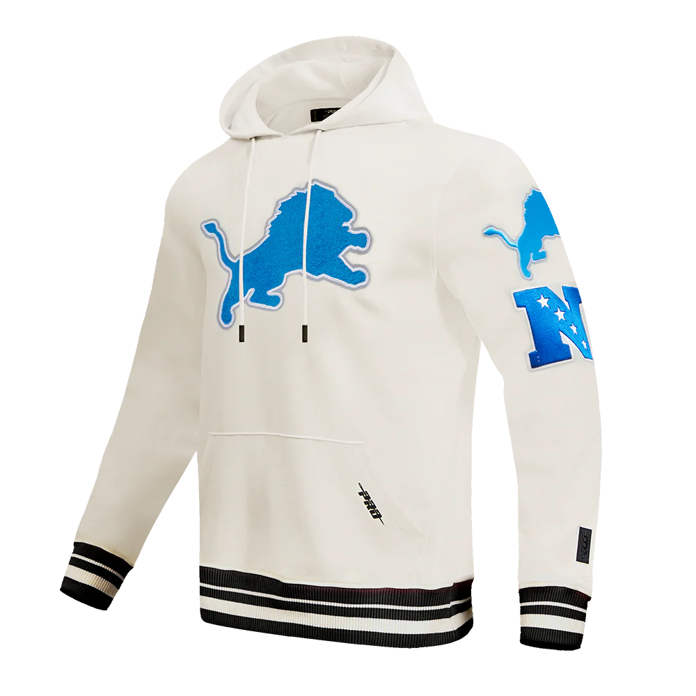 NFL DETROIT LIONS RETRO CLASSIC MEN'S PULLOVER HOODIE (EGGSHELL/ BLACK) - Image 2