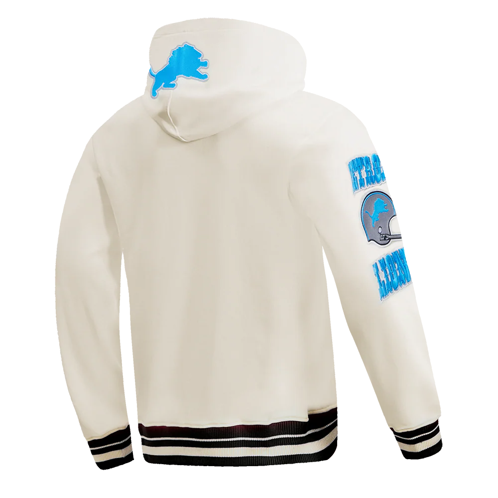 NFL DETROIT LIONS RETRO CLASSIC MEN'S PULLOVER HOODIE (EGGSHELL/ BLACK) - Image 4