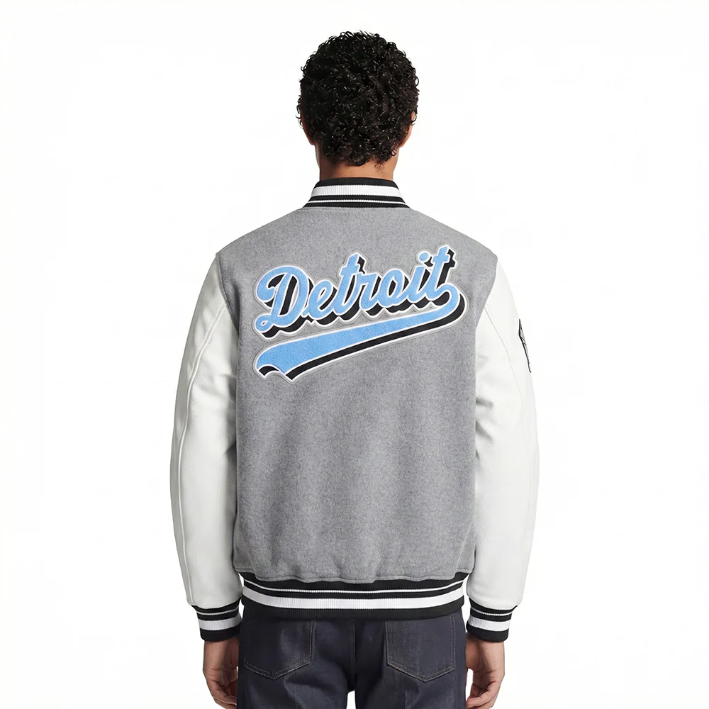 NFL DETROIT LIONS SCRIPT TAIL MEN'S RIB WOOL VARSITY (HEATHER GREY/WHITE/BLACK) - Image 2
