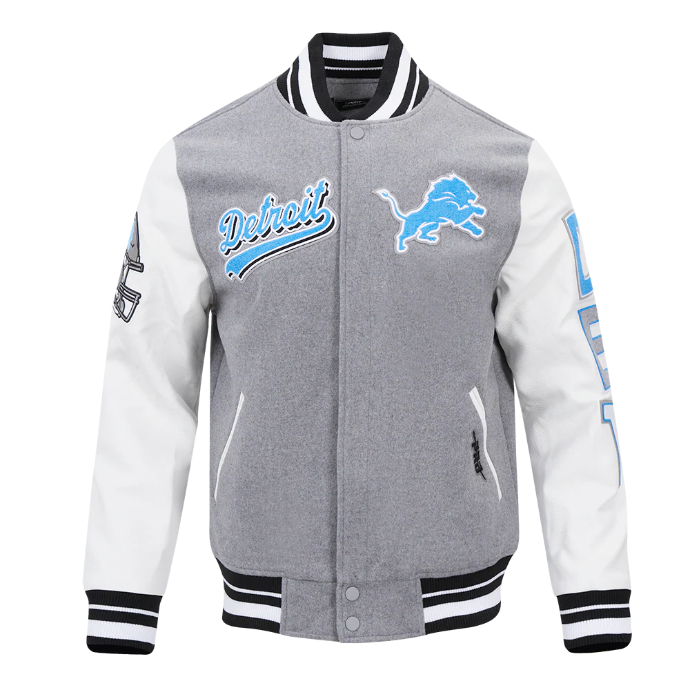 NFL DETROIT LIONS SCRIPT TAIL MEN'S RIB WOOL VARSITY (HEATHER GREY/WHITE/BLACK) - Image 3