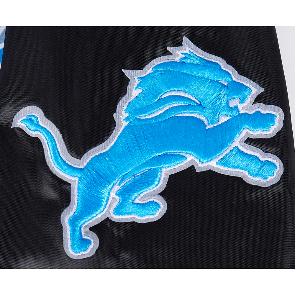 NFL DETROIT LIONS SCRIPT TAIL MEN'S SATIN JACKET (BLACK) - Image 12