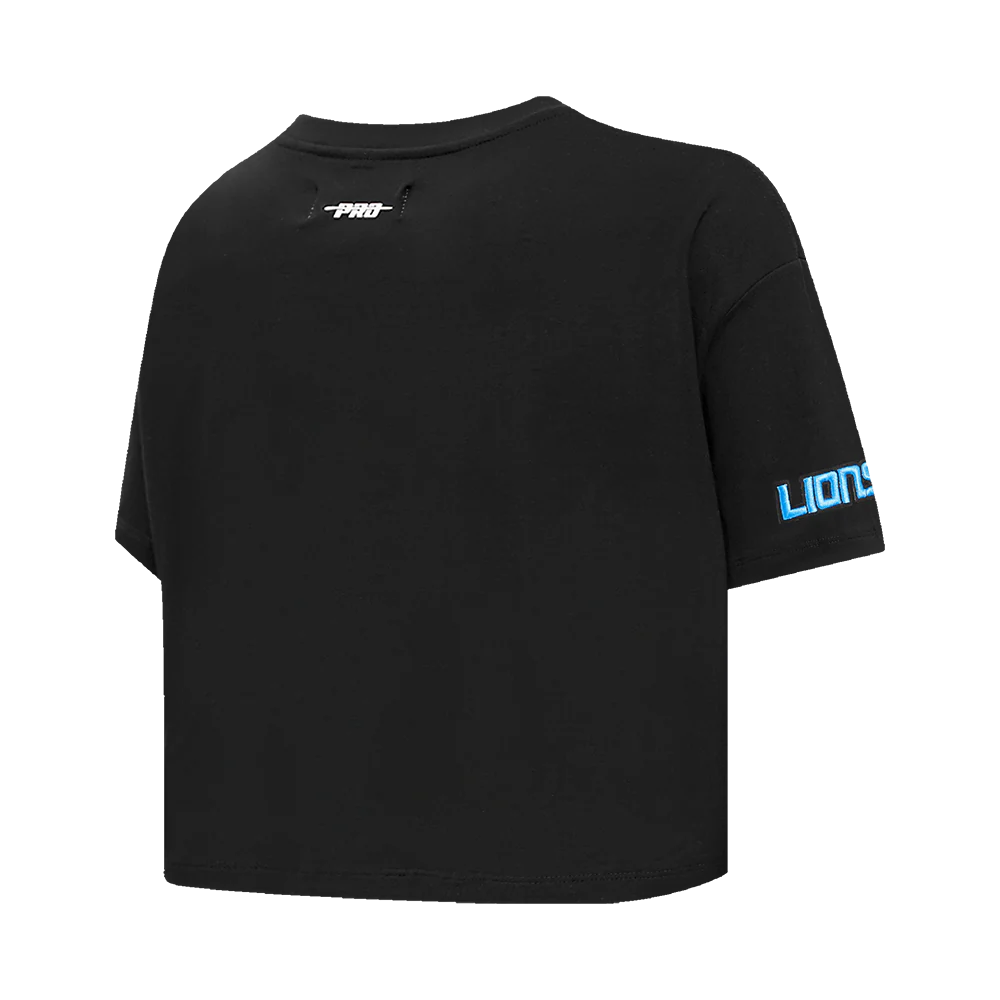 NFL DETROIT LIONS SCRIPT TAIL WOMEN'S SINGLE JERSEY BOXY TEE (BLACK) - Image 4