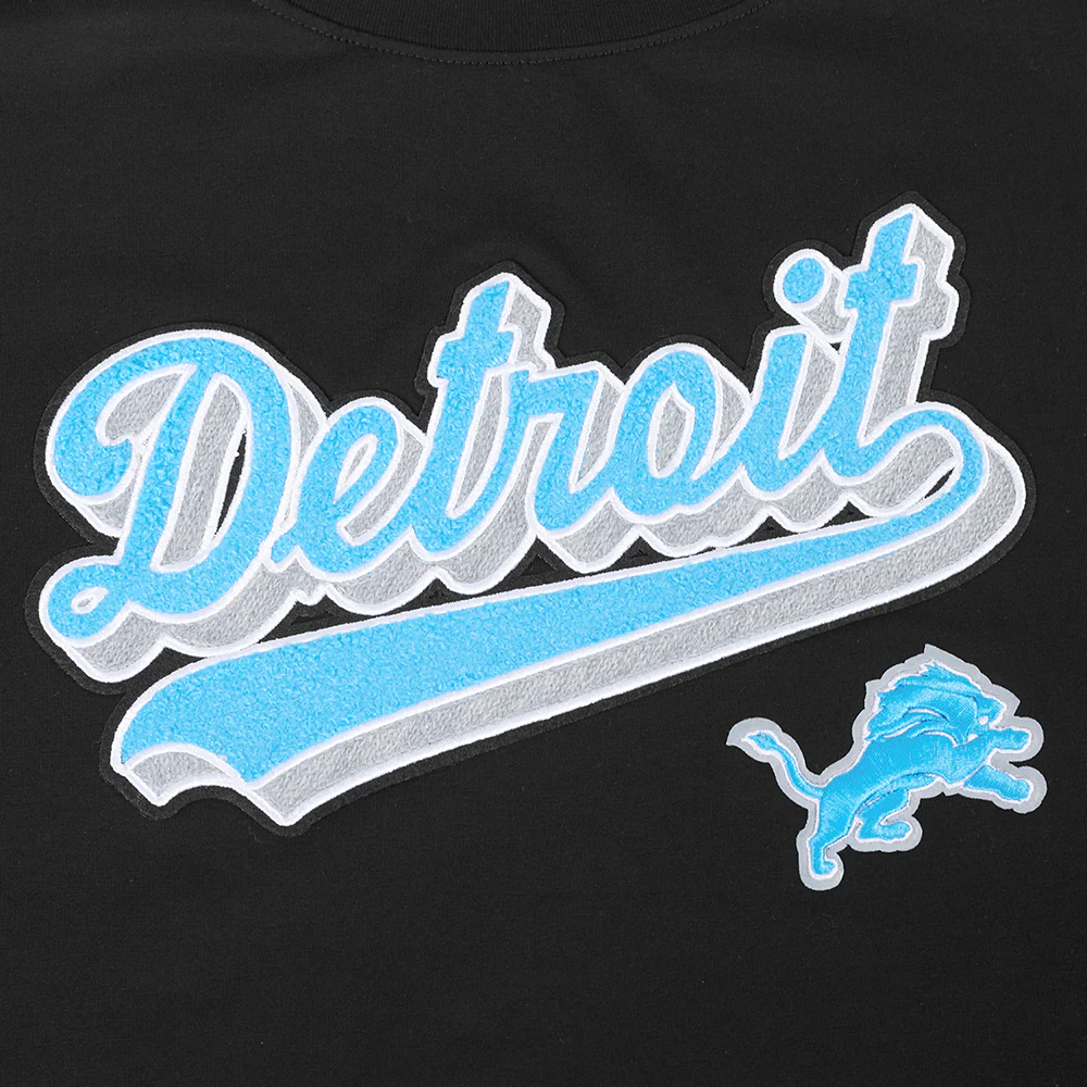 NFL DETROIT LIONS SCRIPT TAIL WOMEN'S SINGLE JERSEY BOXY TEE (BLACK) - Image 5