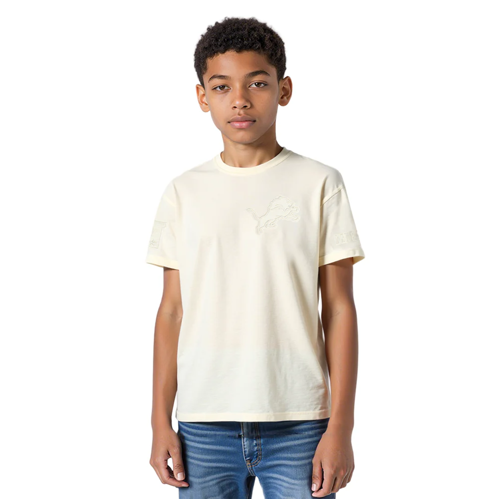 NFL DETROIT LIONS NEUTRAL BIG BOYS SINGLE JERSEY TEE (EGGSHELL)