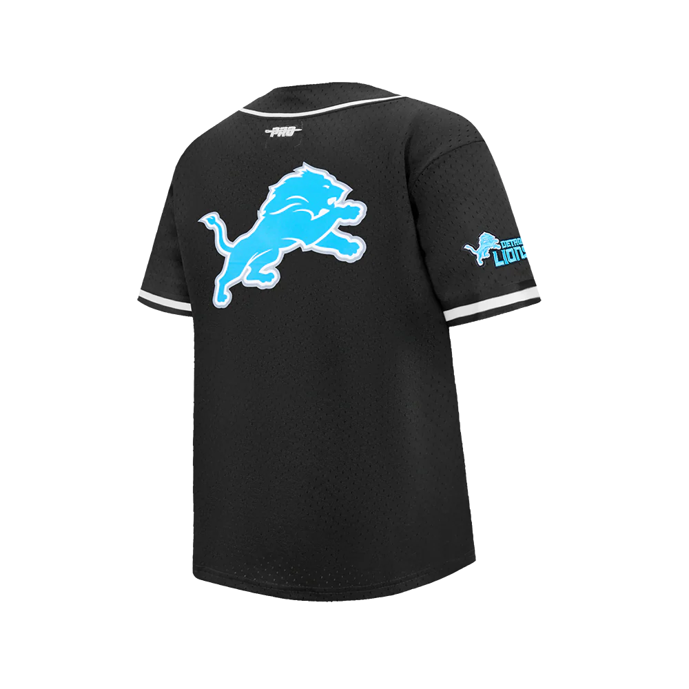 NFL DETROIT LIONS MESH BIG BOY'S MESH BUTTON DOWN SHIRT (BLACK) - Image 4