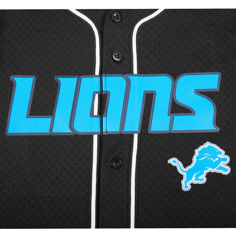 NFL DETROIT LIONS MESH BIG BOY'S MESH BUTTON DOWN SHIRT (BLACK) - Image 7