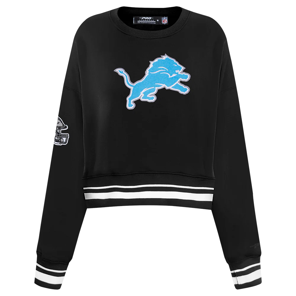 NFL DETROIT LIONS MASHUP WOMEN'S RIB CREWNECK (BLACK)