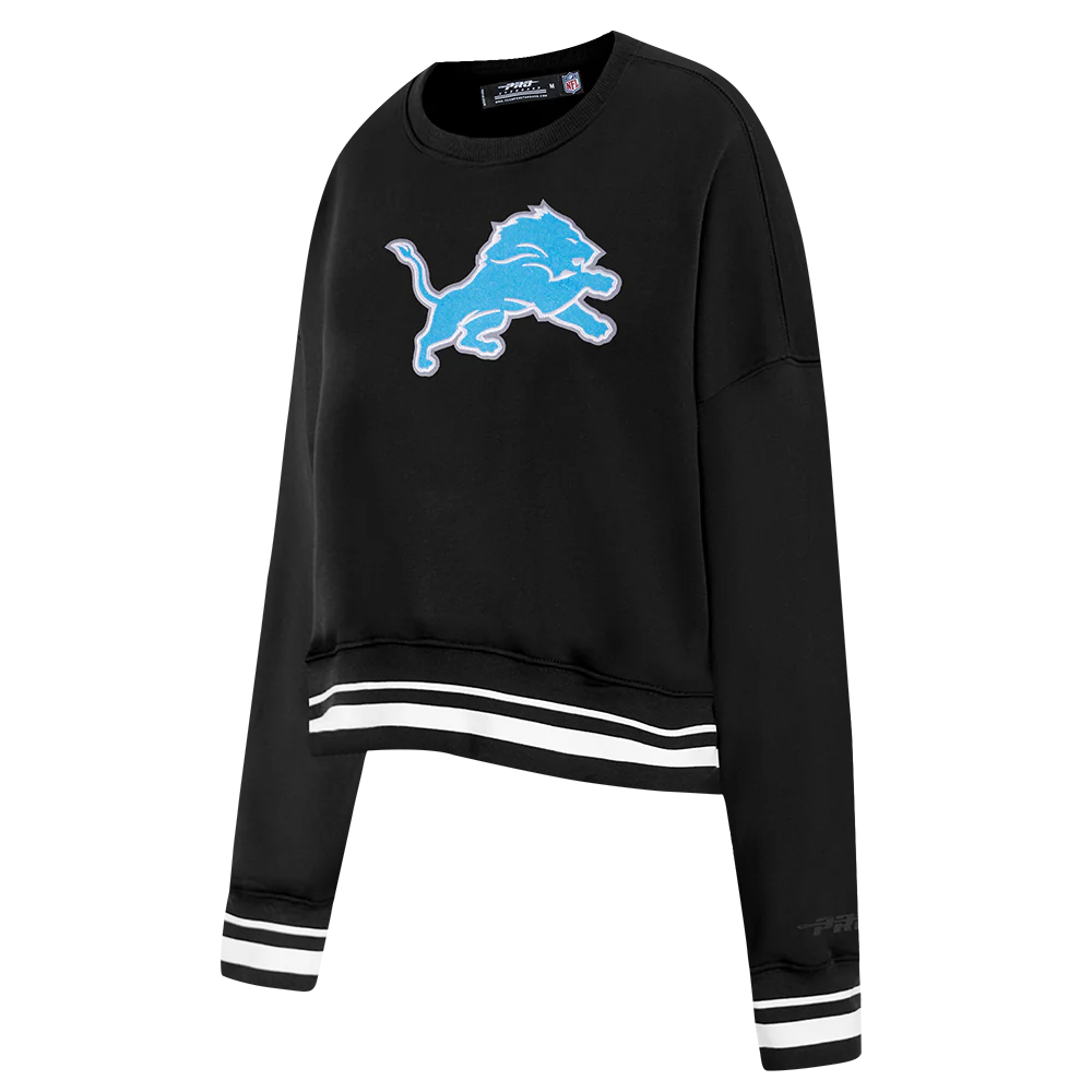 NFL DETROIT LIONS MASHUP WOMEN'S RIB CREWNECK (BLACK) - Image 2