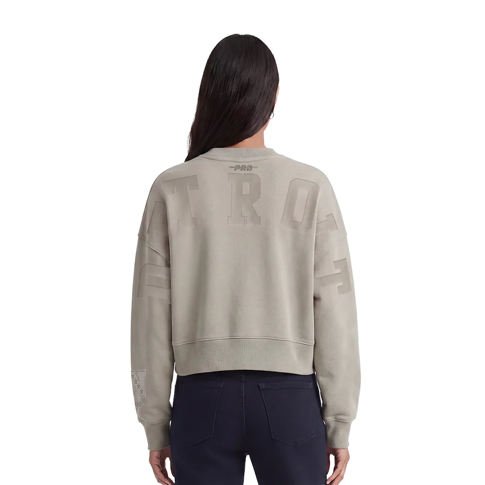 NFL DETROIT LIONS WINGSPAN WOMEN'S FLEECE CREWNECK (TAUPE)