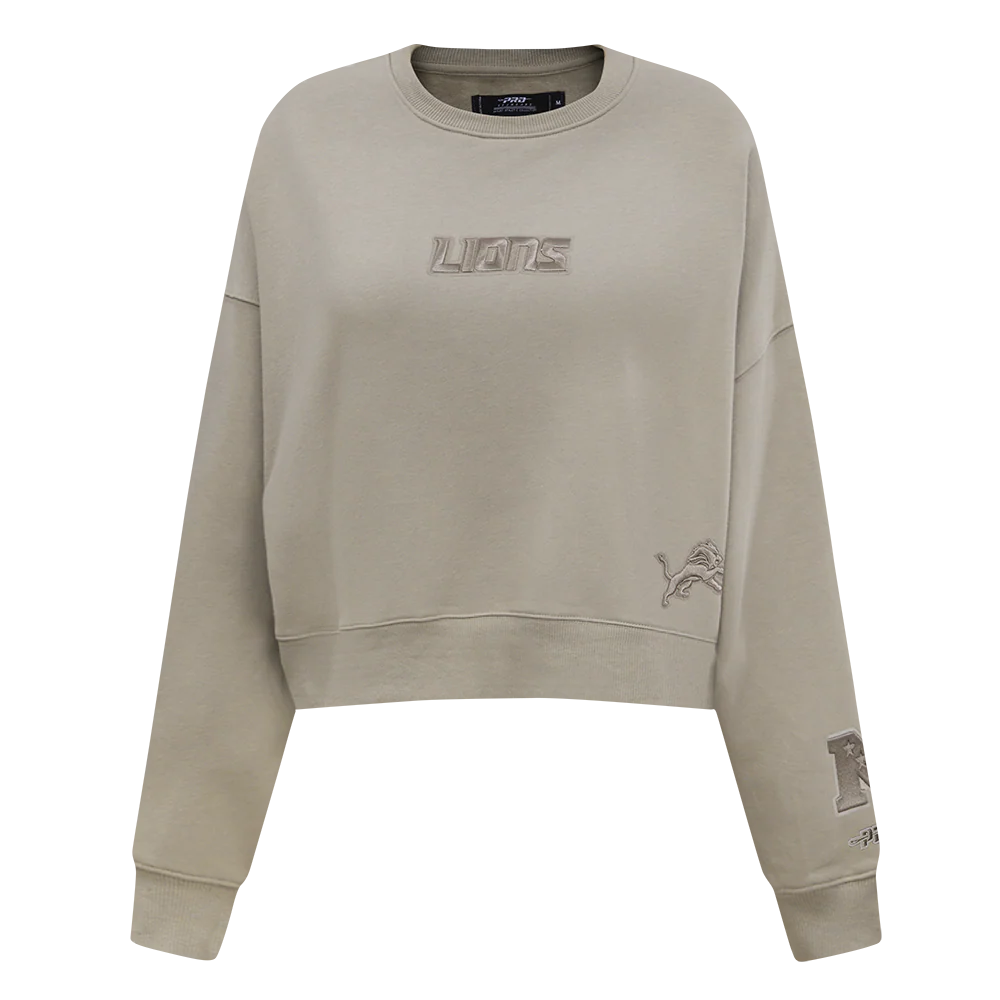 NFL DETROIT LIONS WINGSPAN WOMEN'S FLEECE CREWNECK (TAUPE) - Image 3