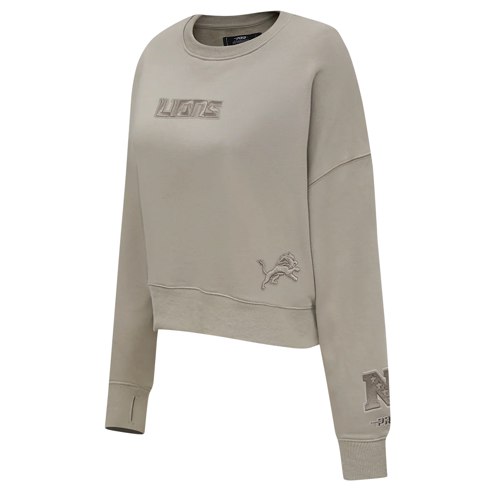 NFL DETROIT LIONS WINGSPAN WOMEN'S FLEECE CREWNECK (TAUPE) - Image 4