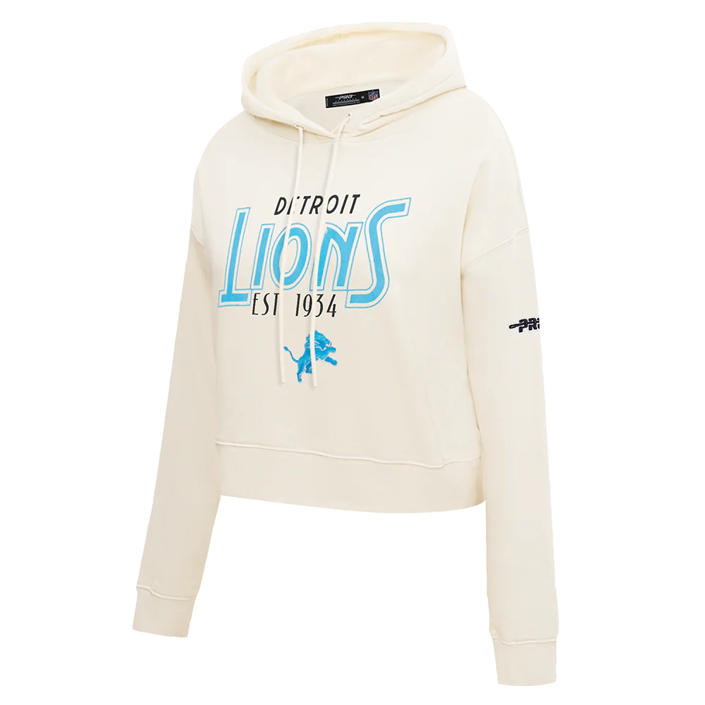 NFL DETROIT LIONS PARADISE WOMEN'S CROPPED PULLOVER HOODIE (EGGSHELL) - Image 3