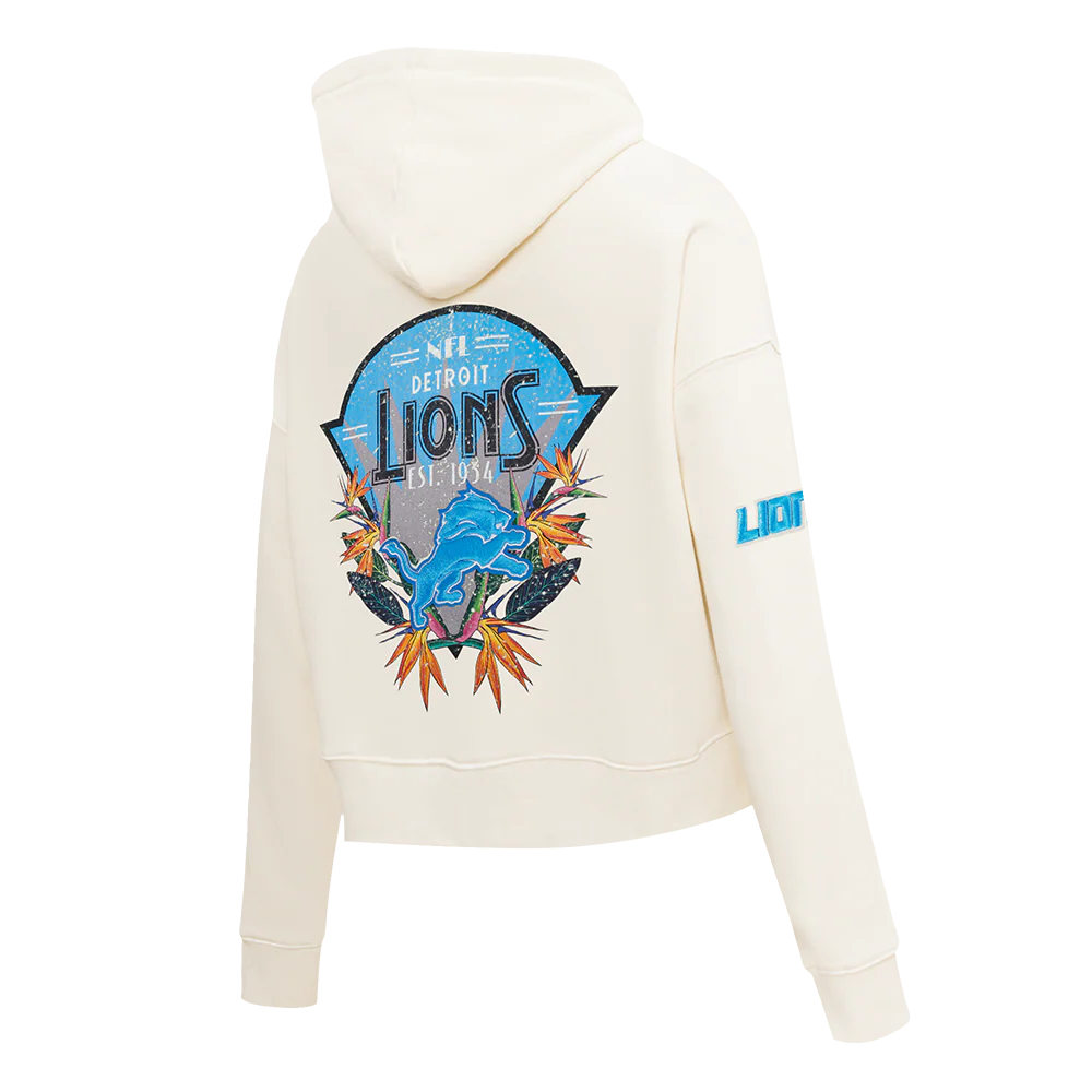 NFL DETROIT LIONS PARADISE WOMEN'S CROPPED PULLOVER HOODIE (EGGSHELL) - Image 4