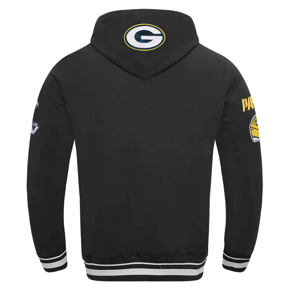 NFL GREEN BAY PACKERS MASHUP MEN'S RIB PULLOVER HOODIE (BLACK) - Image 3