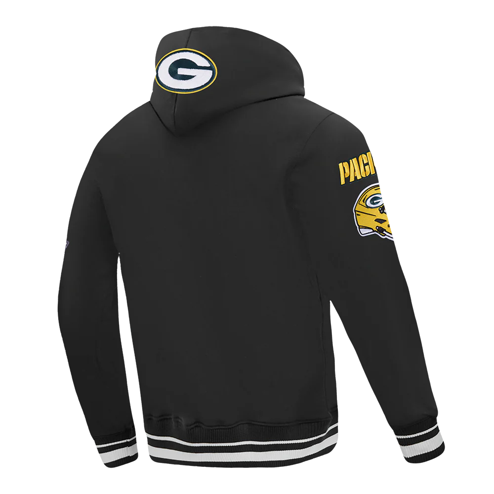 NFL GREEN BAY PACKERS MASHUP MEN'S RIB PULLOVER HOODIE (BLACK) - Image 4