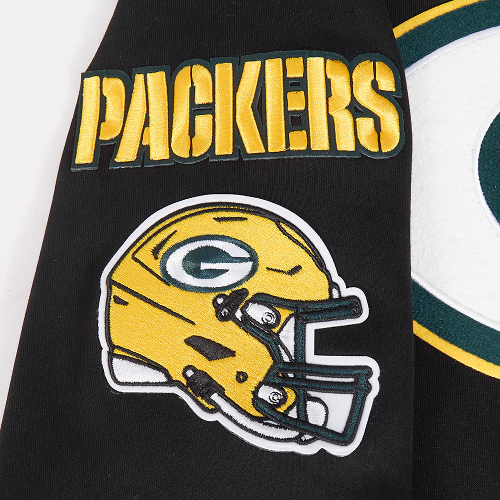 NFL GREEN BAY PACKERS MASHUP MEN'S RIB PULLOVER HOODIE (BLACK) - Image 9