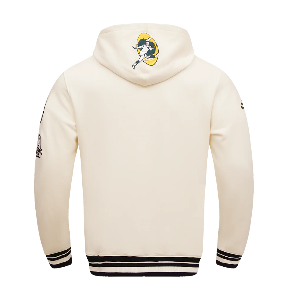 NFL GREEN BAY PACKERS RETRO CLASSIC MEN'S PULLOVER HOODIE (EGGSHELL/ BLACK) - Image 3